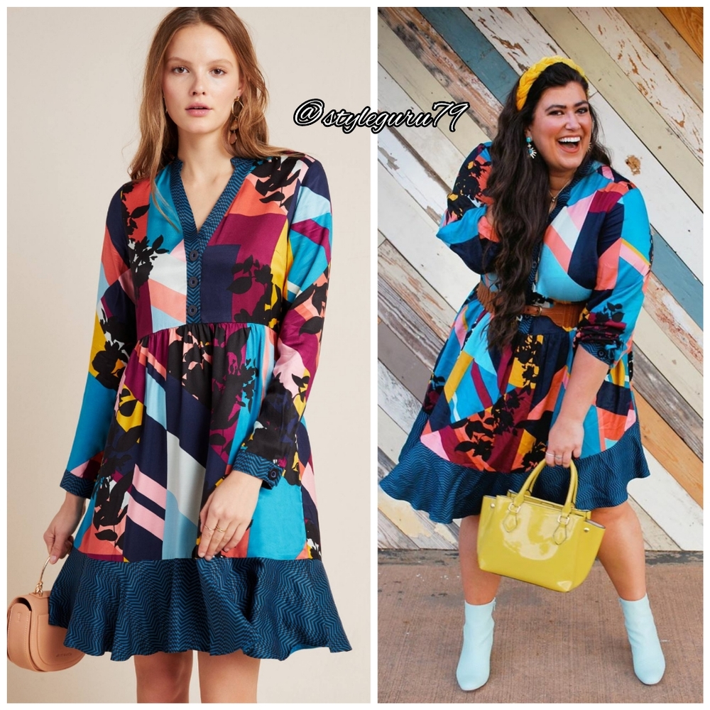 NWT, Anthropologie, Gillian Abstract Shirtdress